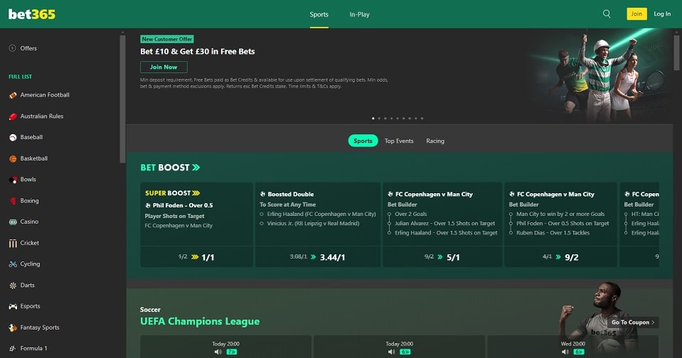 bet365 homepage screenshot