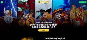 Ozwin Casino sister sites homepage