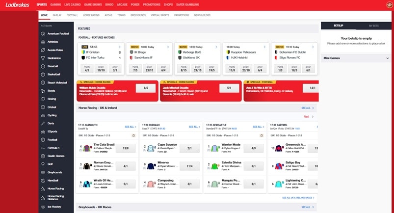 Ladbrokes homepage screenshot