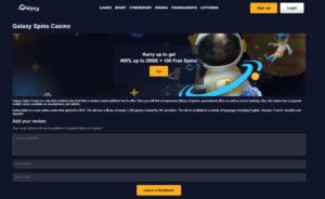 Galaxy Spins sister sites screenshot