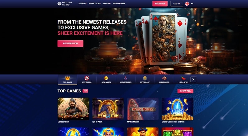 Wild Dice Casino sister sites screenshot
