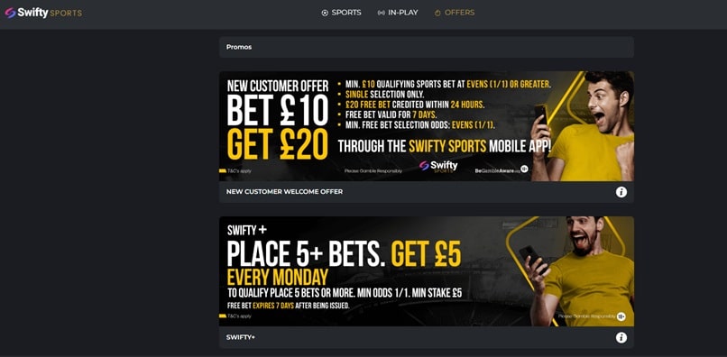 Swifty Sports sister sites screenshot