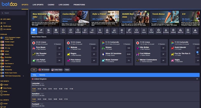 Bet600 sister sites screenshot