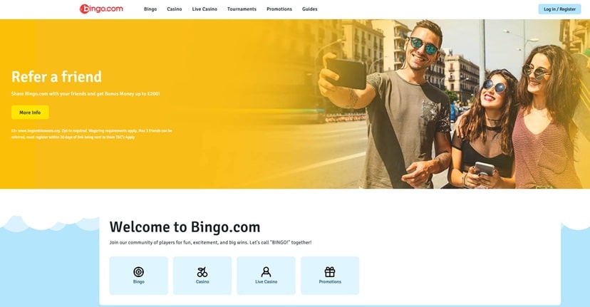 Bingo.com sister sites screenshot