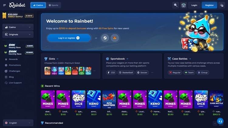 Rainbet Casino sister sites screenshot