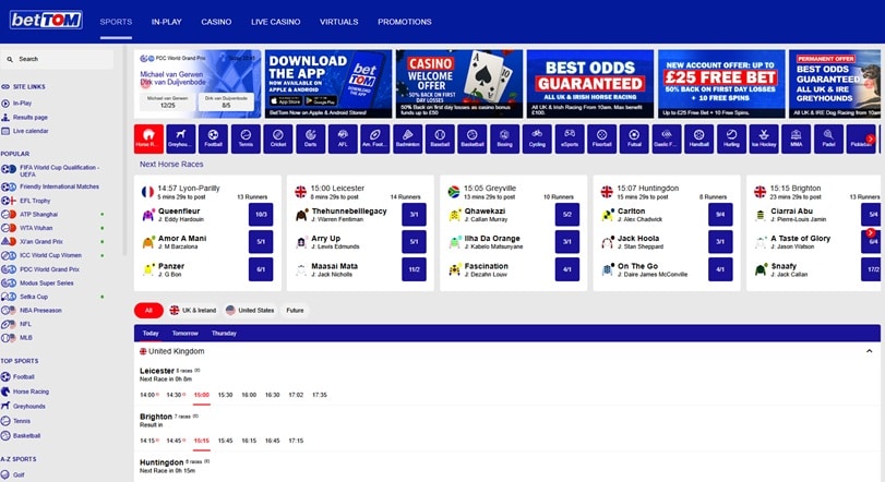 BetTom sister sites screenshot