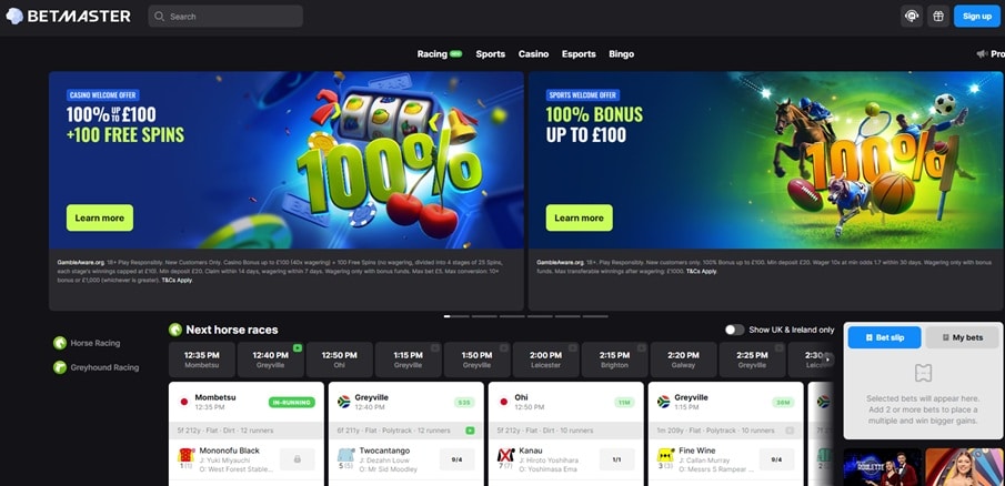 Betmaster sister sites screenshot