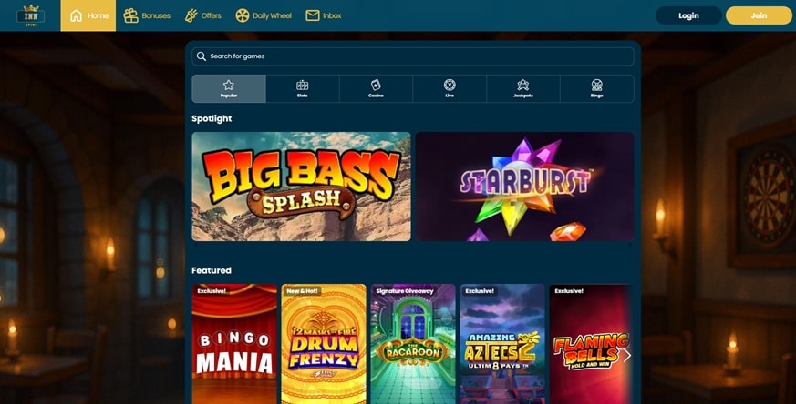 Inn Spins sister sites screenshot