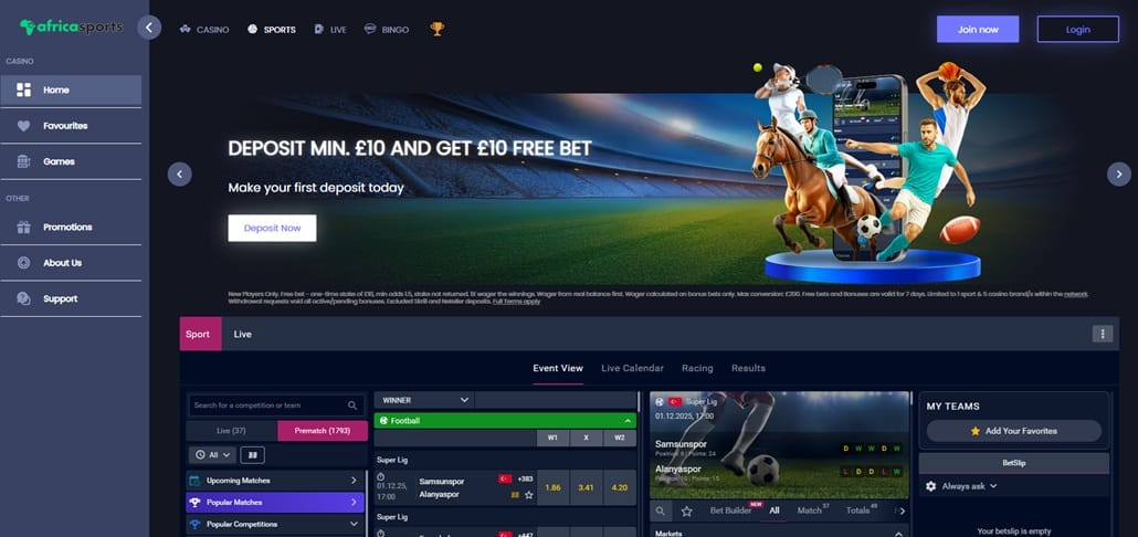 Africa Sports sister sites screenshot