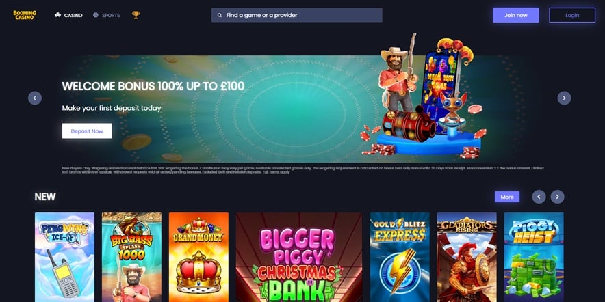 Booming Casino sister sites screenshot