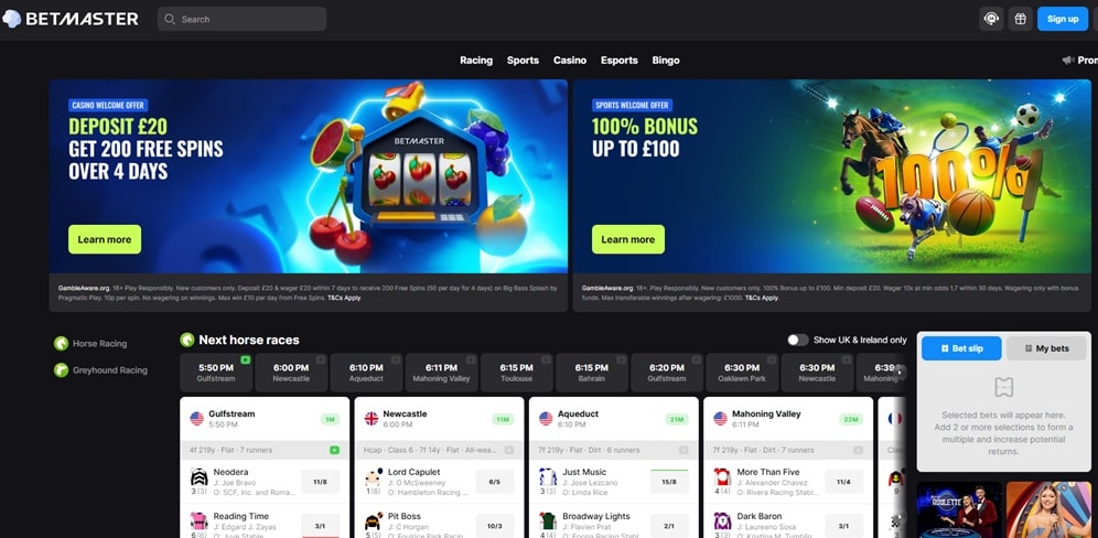 Betmaster sister sites screenshot