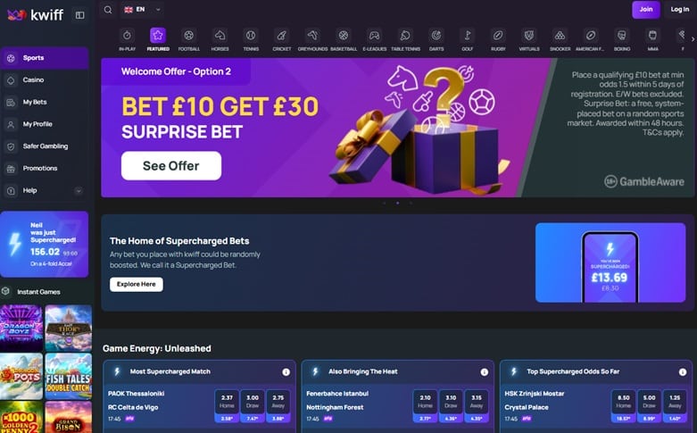 Kwiff sister sites screenshot