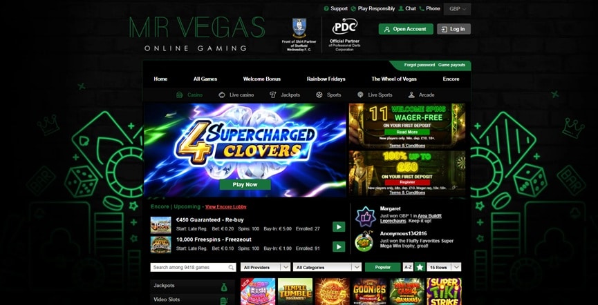 Mr Vegas sister sites screenshot
