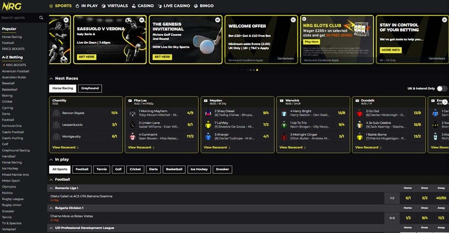 NRG Bet sister sites screenshot