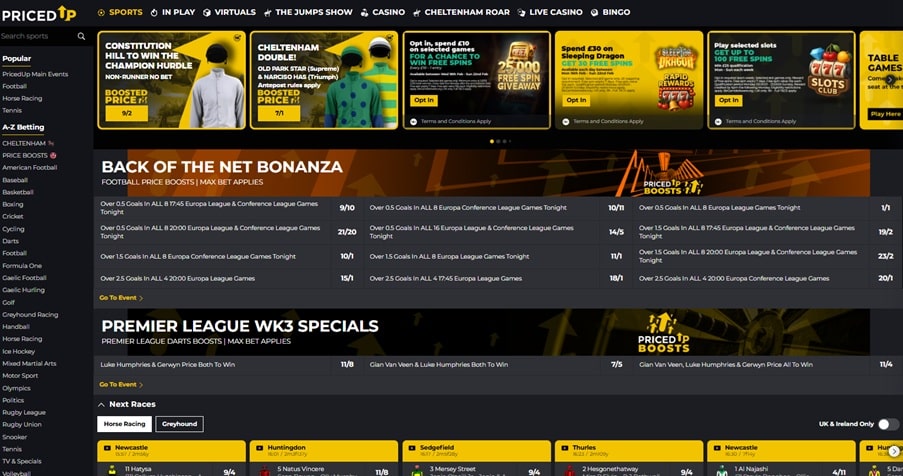 Priced Up sister sites screenshot