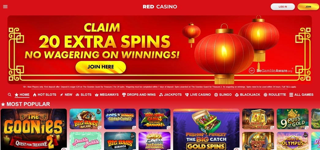Red Casino sister sites screenshot