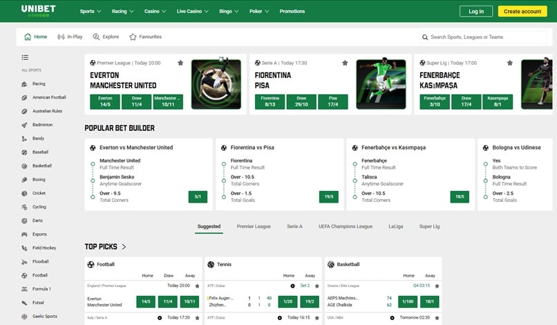 Unibet sister sites screenshot