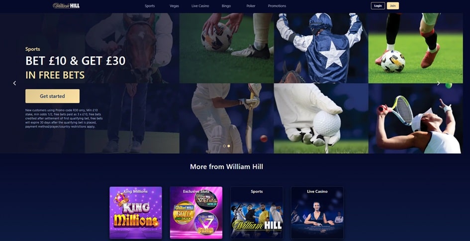 William Hill sister sites screenshot
