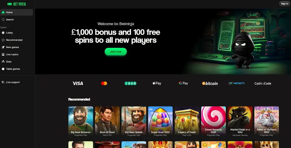 bet ninja sister sites screenshot