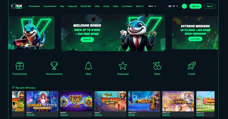extreme spins sister sites screenshot