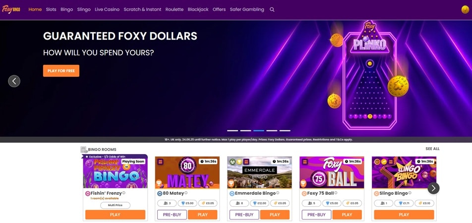 foxy bingo sister sites screenshot