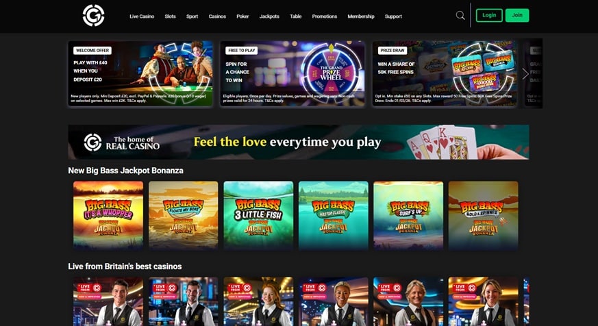 grosvenor casino sister sites screenshot