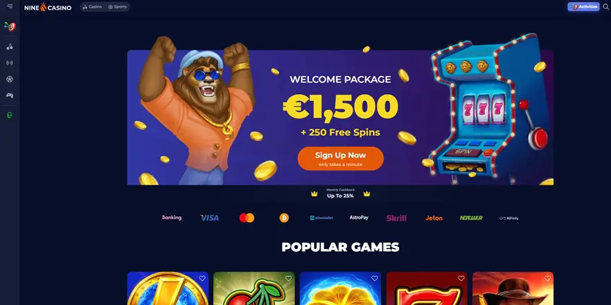 nine casino screenshot