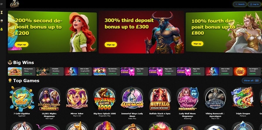 7gold casino sister sites screenshot