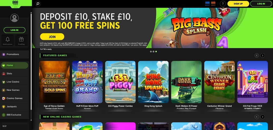 888 casino sister sites screenshot