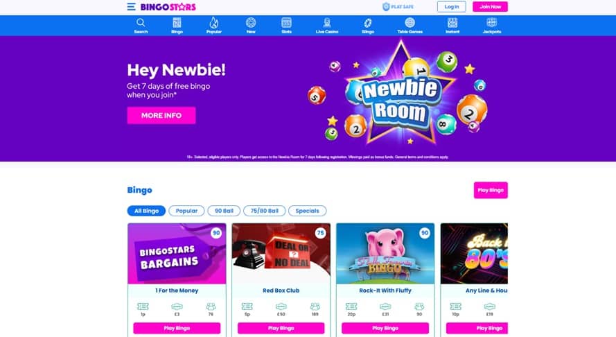 bingo stars sister sites screenshot