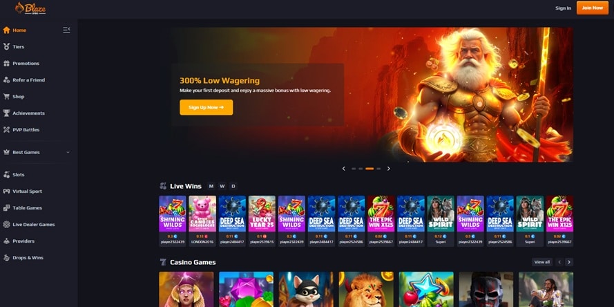 blaze spins sister sites screenshot