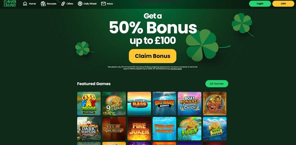 clover casino sister sites screenshot