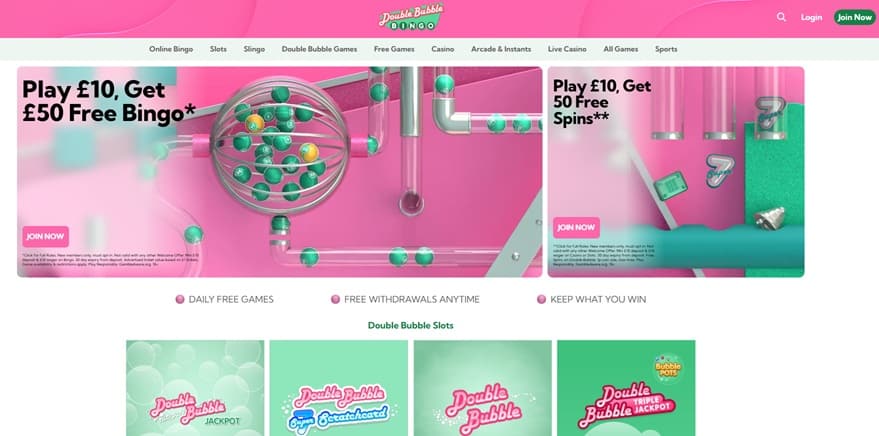 double bubble bingo sister sites screenshot