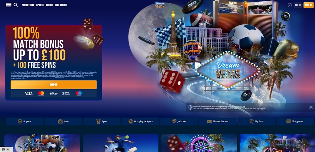 dream vegas sister sites screenshot