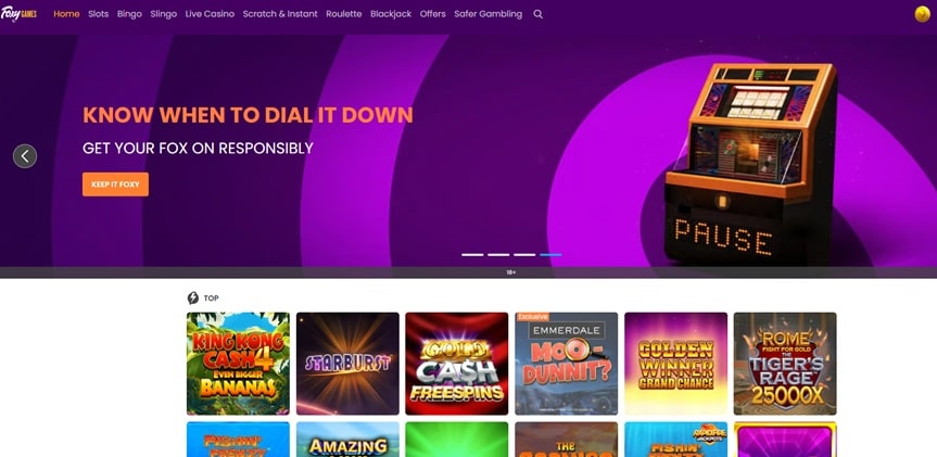 foxy games sister sites screenshot