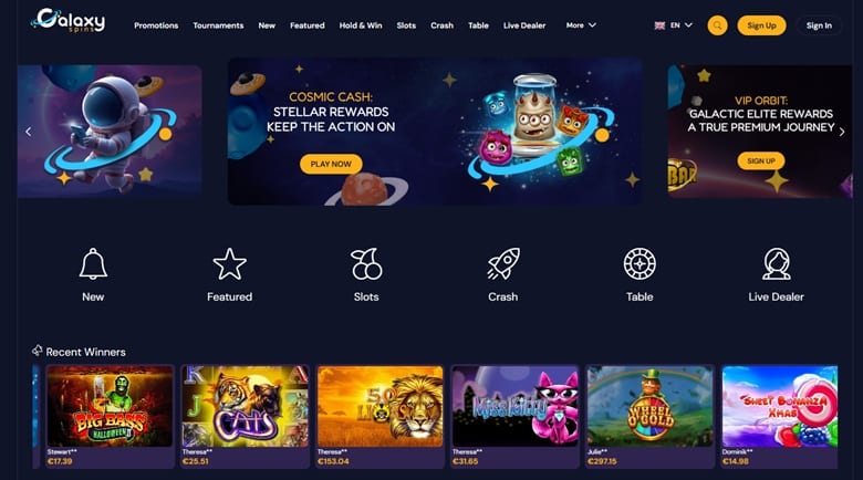 galaxy spins sister sites screenshot