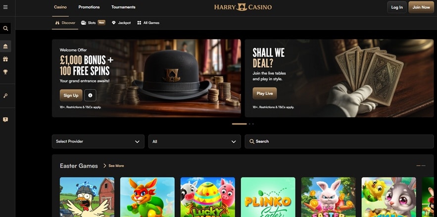 harry casino sister sites screenshot