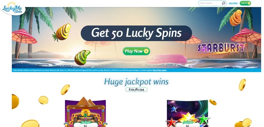 lucky me slots sister sites screenshot