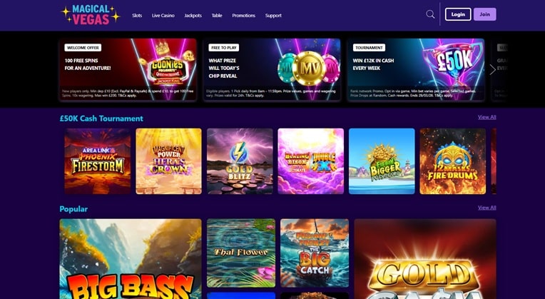 magical vegas sister sites screenshot