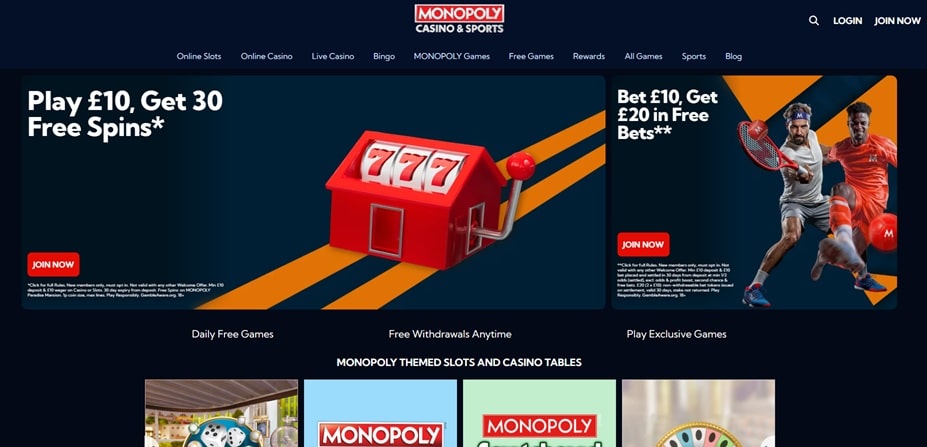 monopoly casino sister sites screenshot