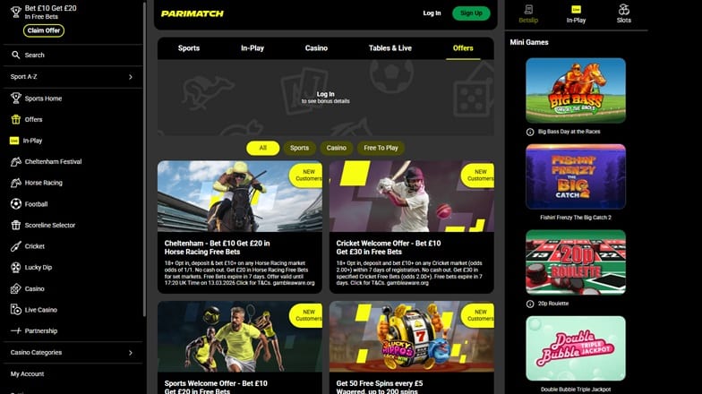 parimatch sister sites screenshot