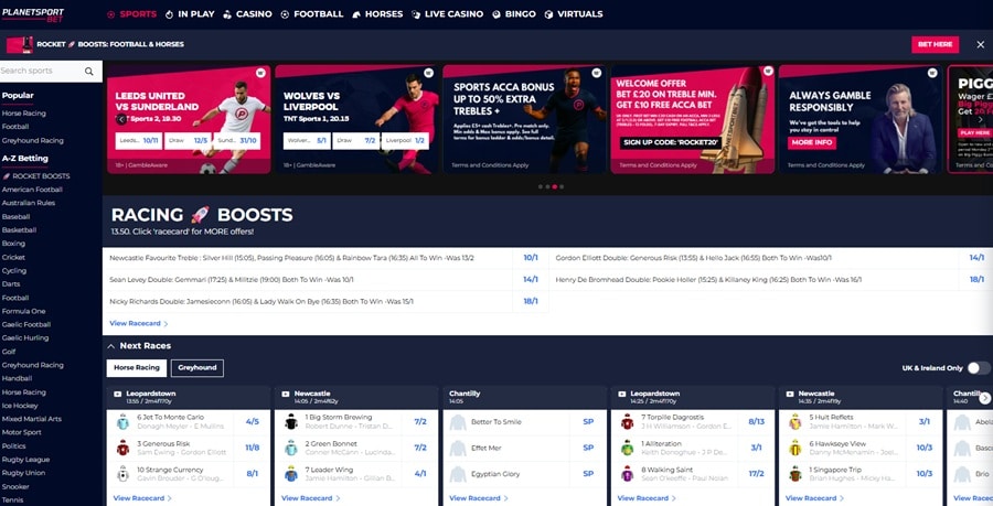 planetsport bet sister sites screenshot