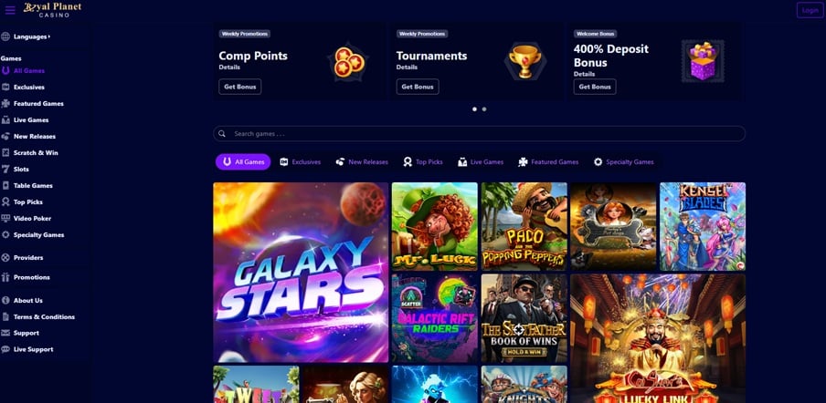 royal planet casino sister sites screenshot