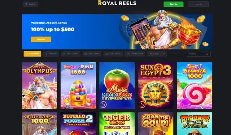 royal reels sister sites screenshot