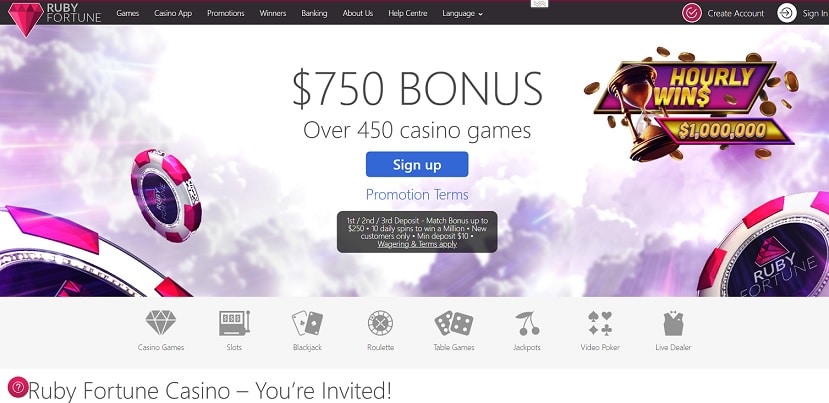 ruby fortune sister sites screenshot