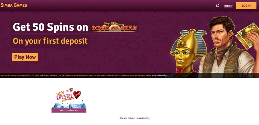 simba games sister sites screenshot