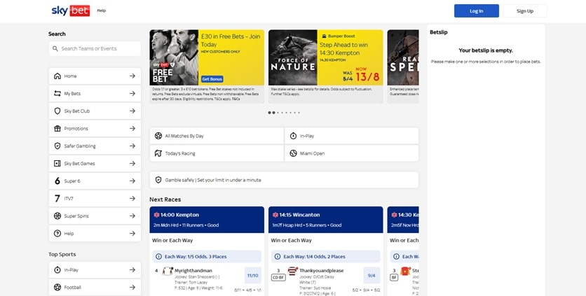 sky bet sister sites screenshot