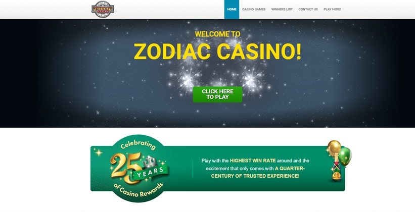 zodiac casino sister sites screenshot