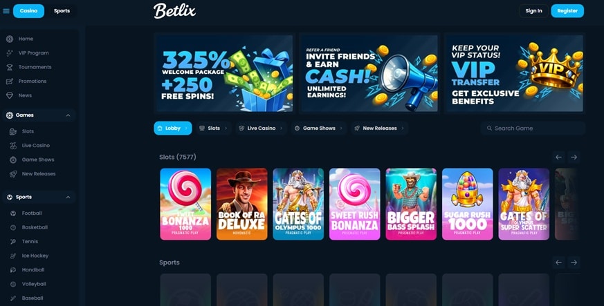 betlix sister sites screenshot