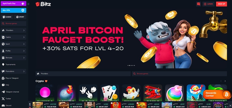 bitz casino sister sites screenshot